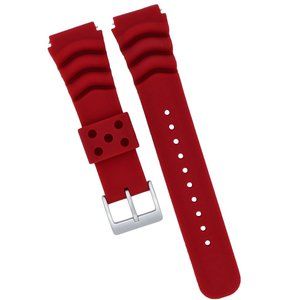 Red Silicone Diver Replacement Watch Strap